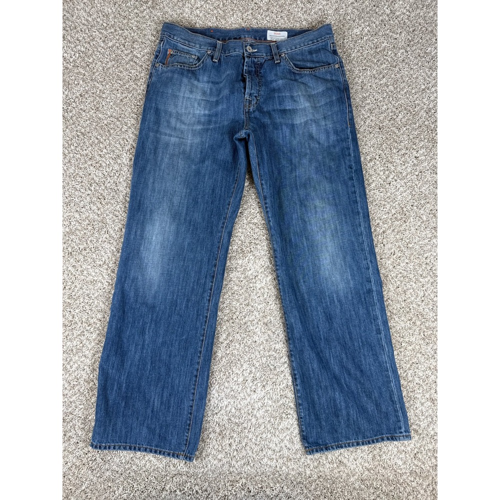 Hugo Boss Comfort Fit Jeans‎ Mens 36x32 Blue Straight Leg Button Fly HB67